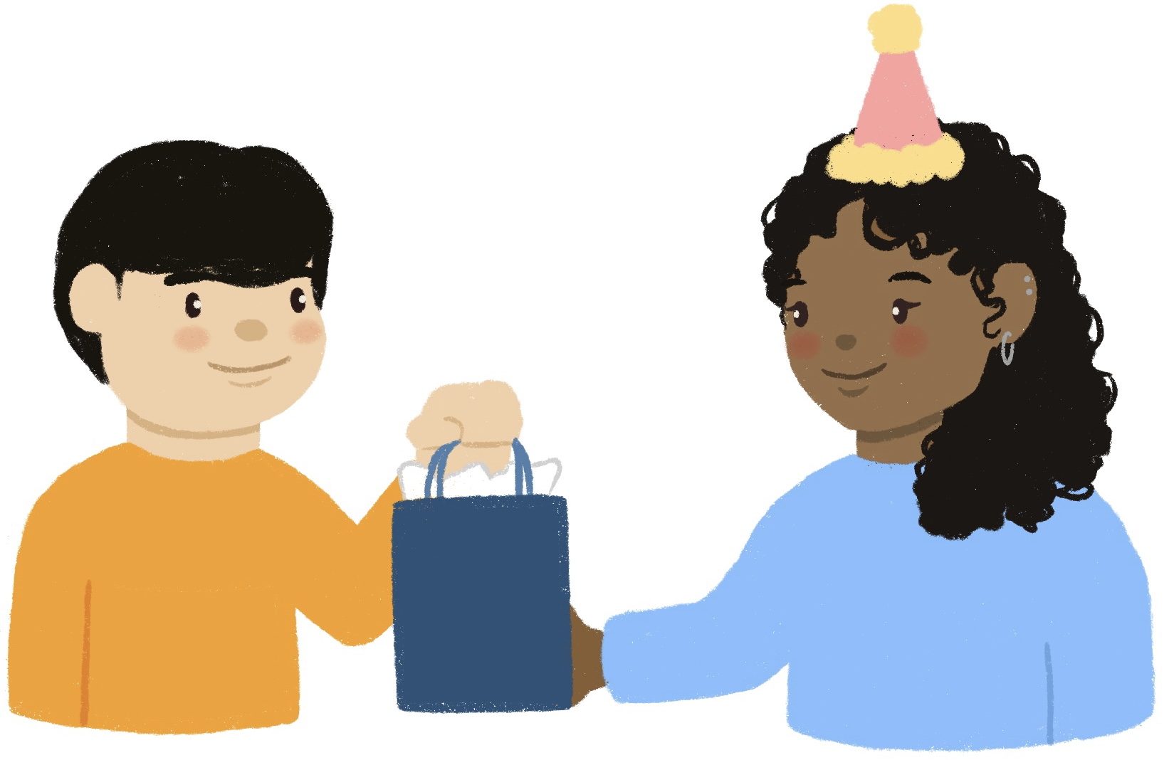 boy giving a gift to girl