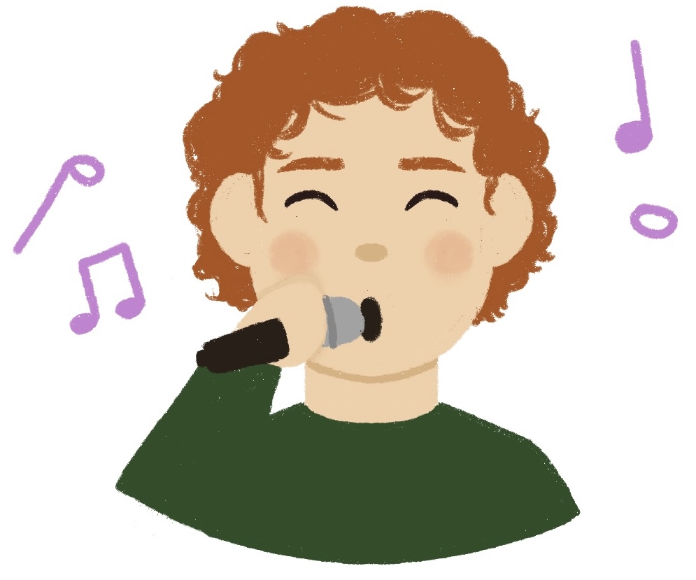 boy singing into a microphone