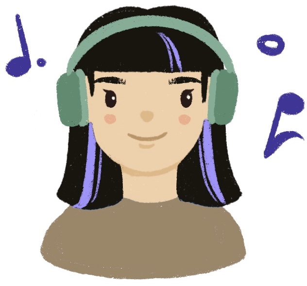girl listening to music through headphones