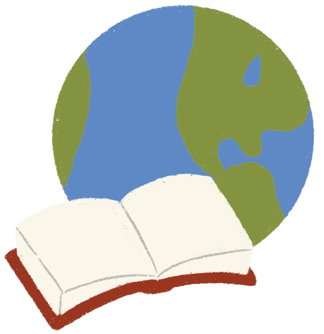 globe with open book
