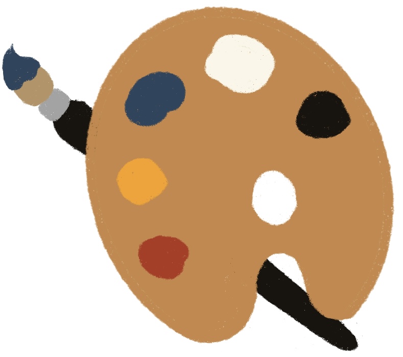 paint palette and paintbrush