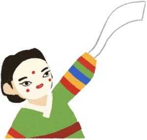 woman performing traditional Korean mask dance