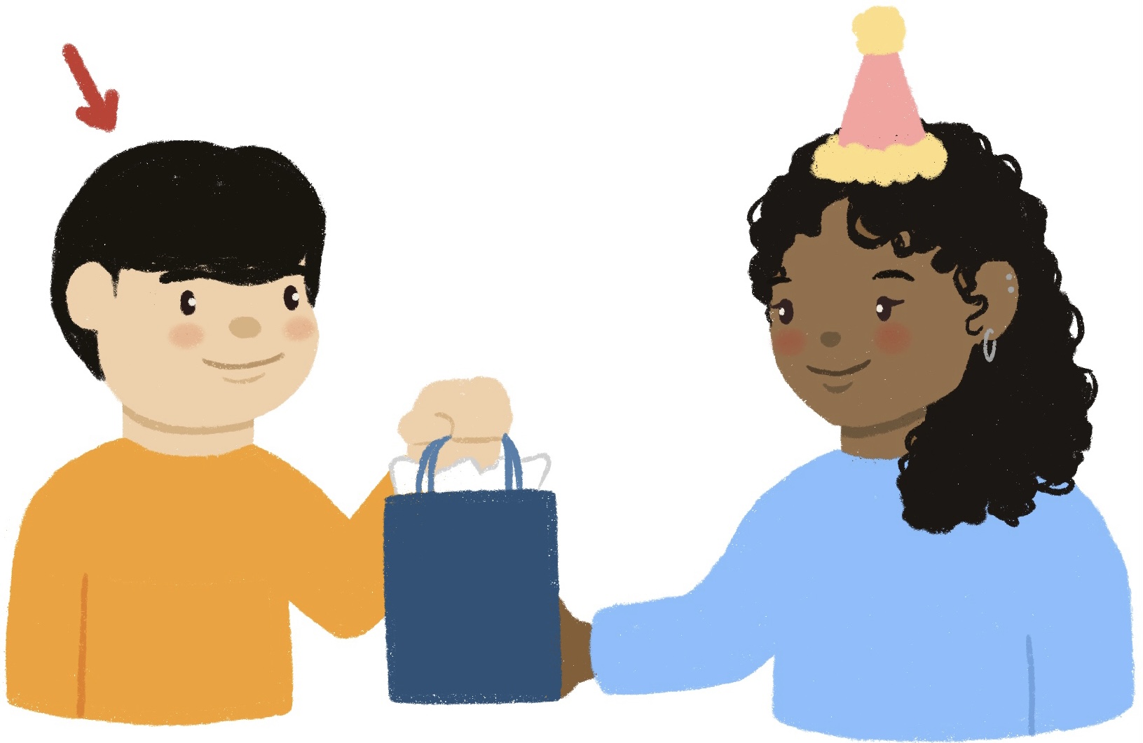 boy giving a gift to a girl