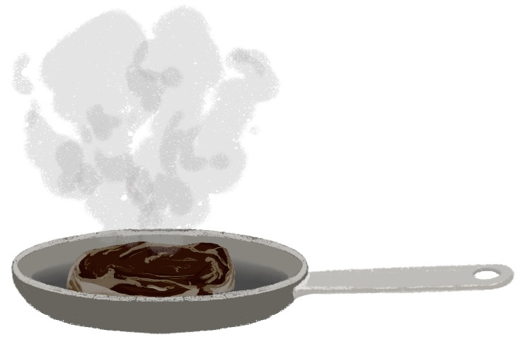 burnt meat in a pan
