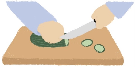 cucumber getting chopped