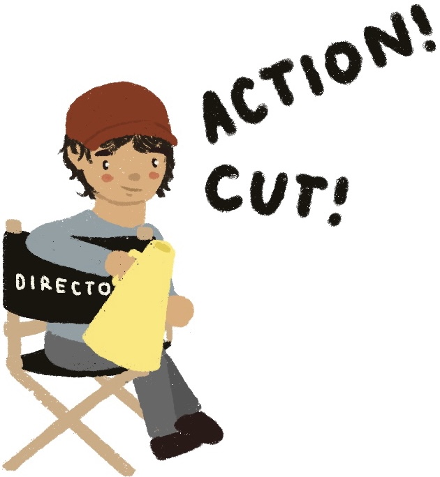 film director sitting in a chair with megaphone