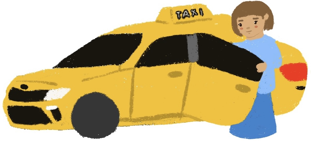 girl getting in a taxi