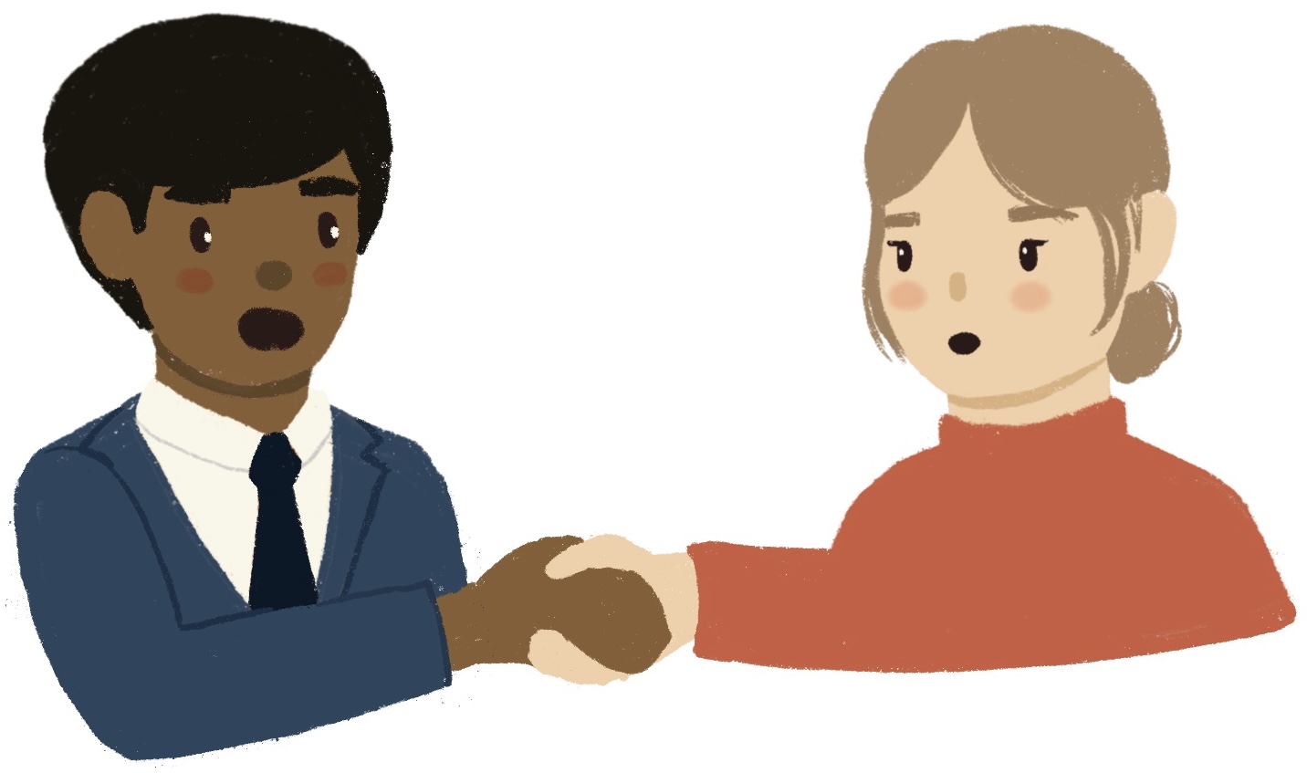 man and woman shaking hands