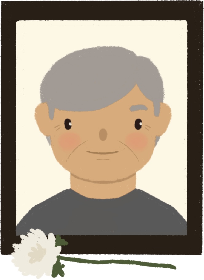 portrait of someone who passed with white chrysanthemum