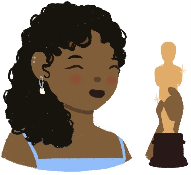 woman holding a trophy