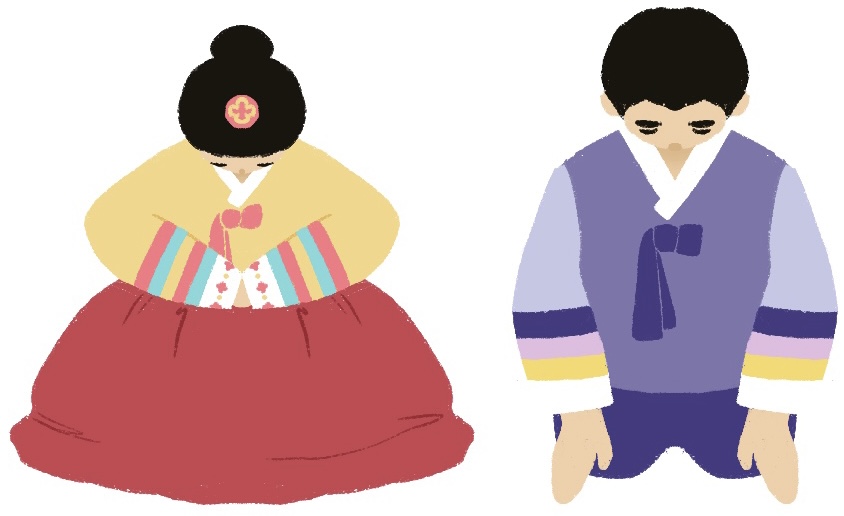 girl and boy bowing in hanbok