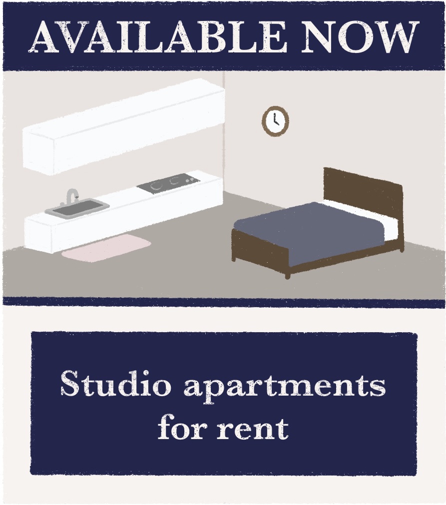 advertisement for studio apartment
