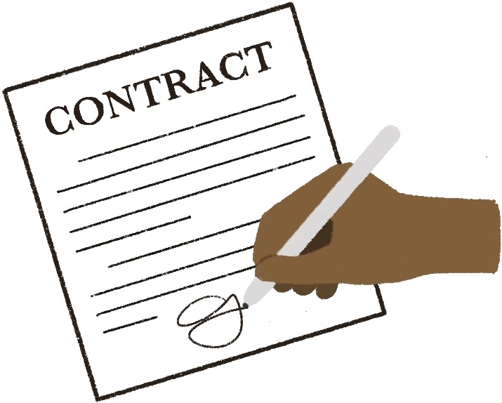 hand singing a contract
