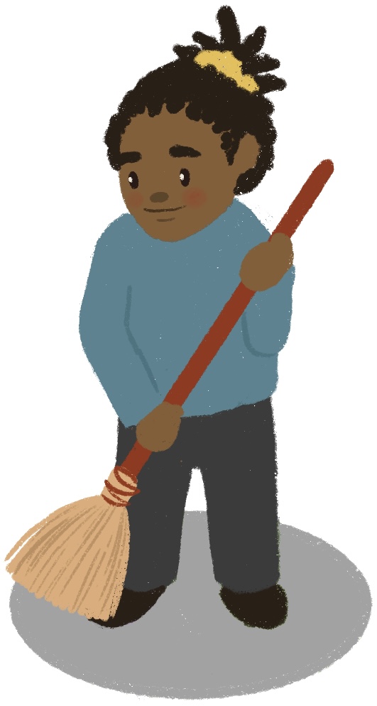 man sweeping with broom
