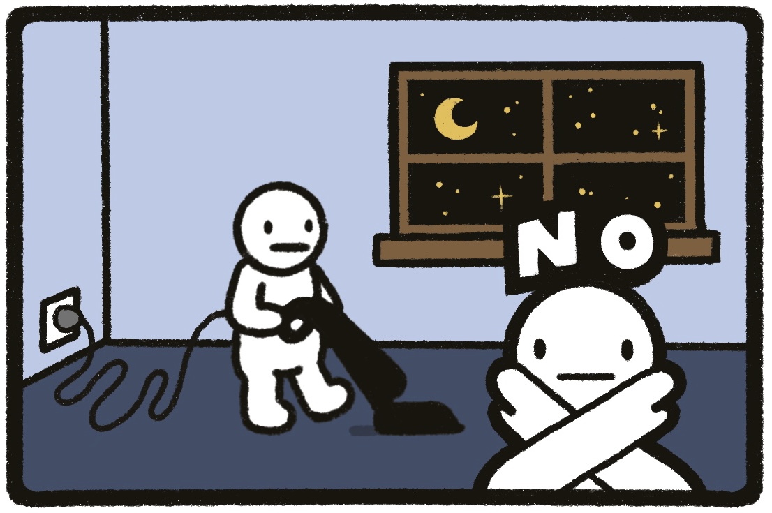 to not run a vacuum cleaner at night