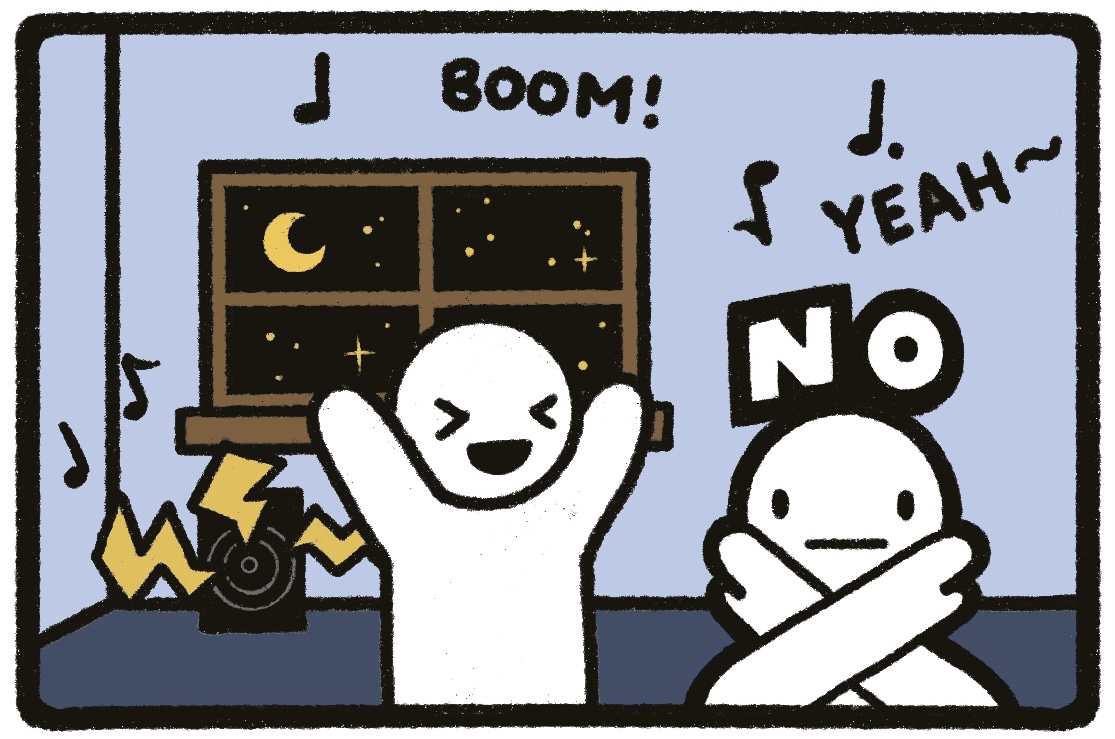 to not turn on music loudly at night 1