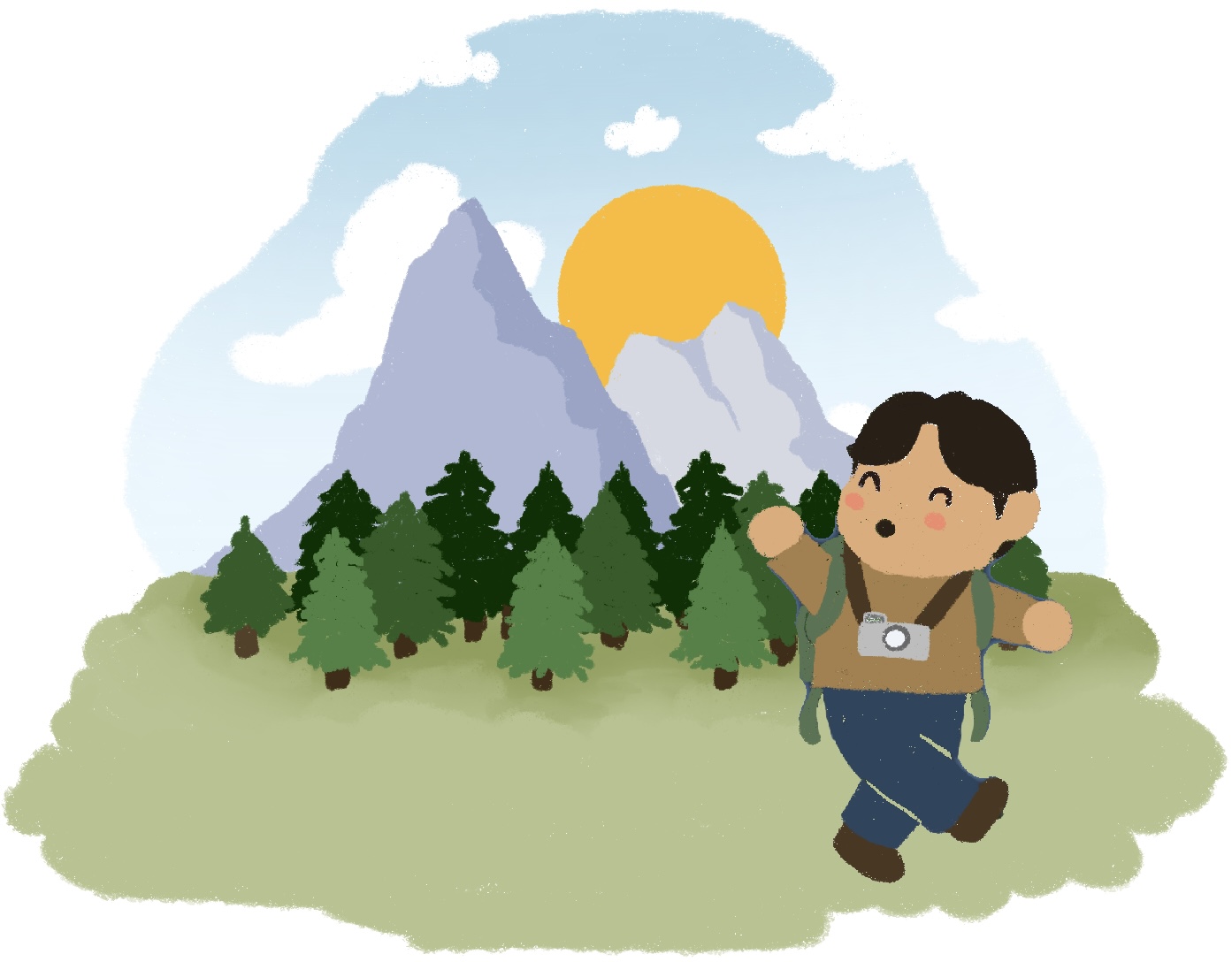 boy vacationing in mountains