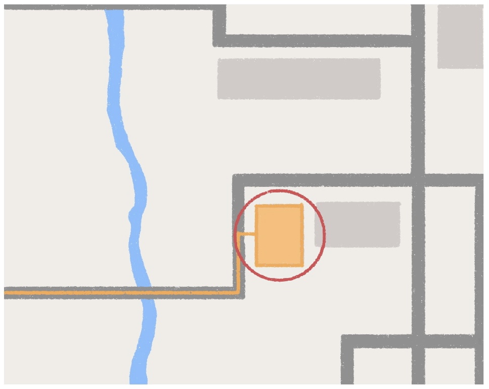 map indicating directions to a building
