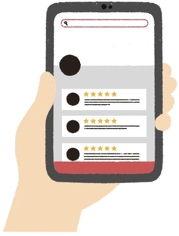 phone showing reviews