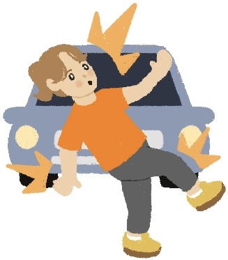 girl getting hit by a car