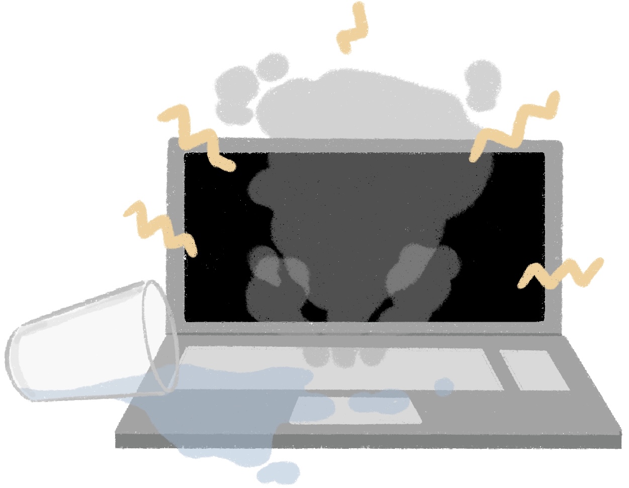 water breaking a laptop computer