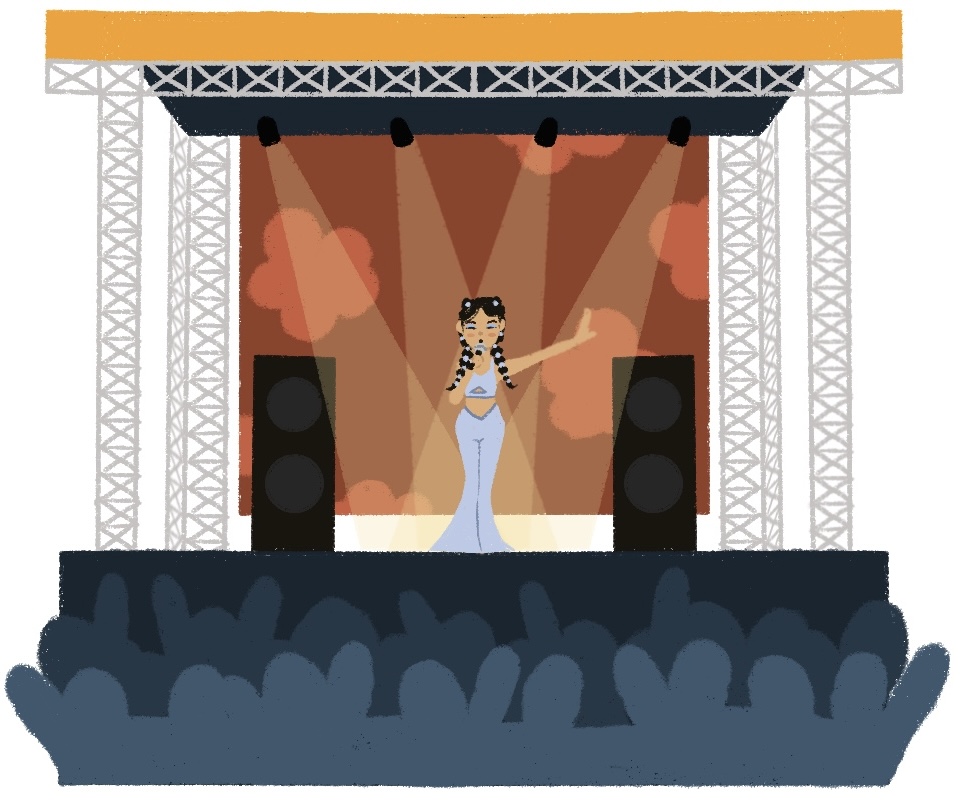 singer performing on outdoor stage