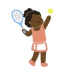 girl serving a tennis ball