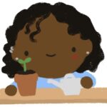 girl watering a plant with a watering can