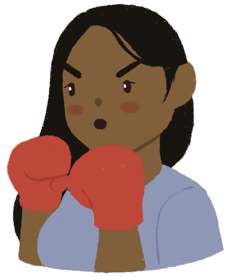 girl with boxing gloves