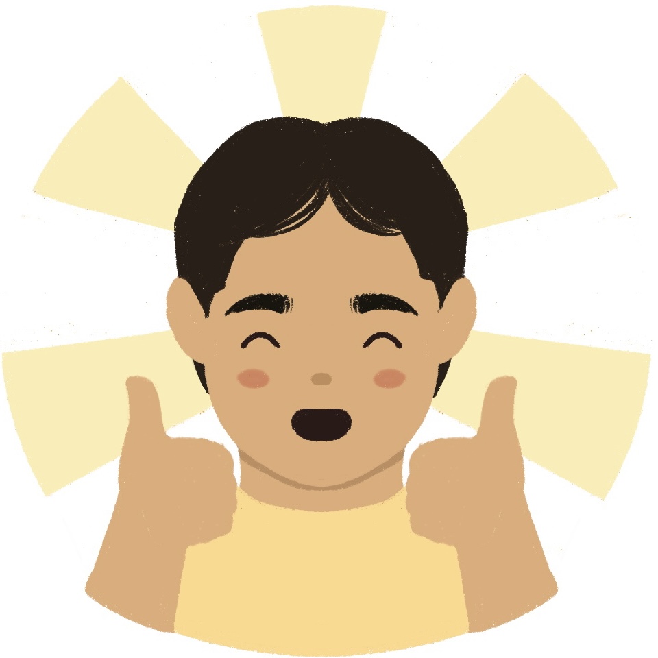 boy holding two thumbs up
