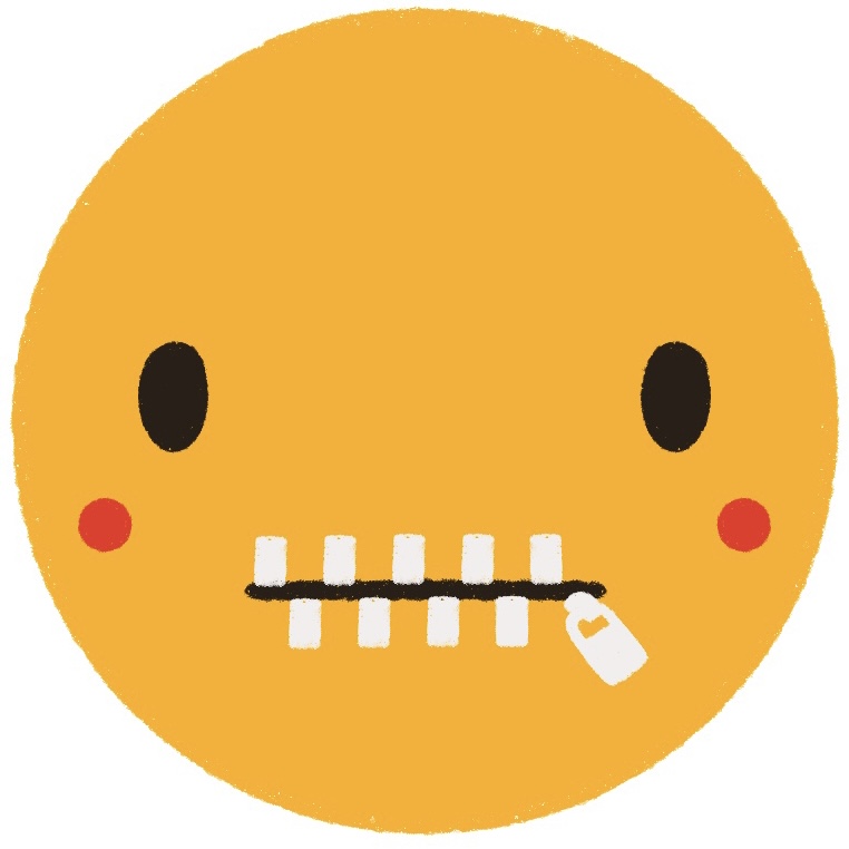 face with zipped lips