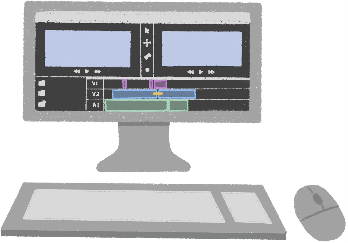 desktop computer showing video editing software