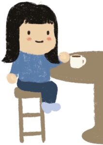 one girl sitting at a table