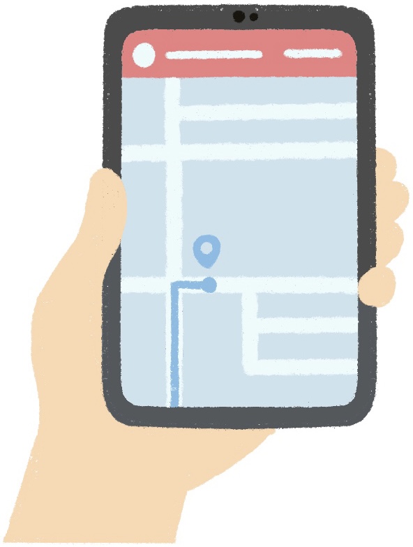 hand holding a phone showing a transportation app