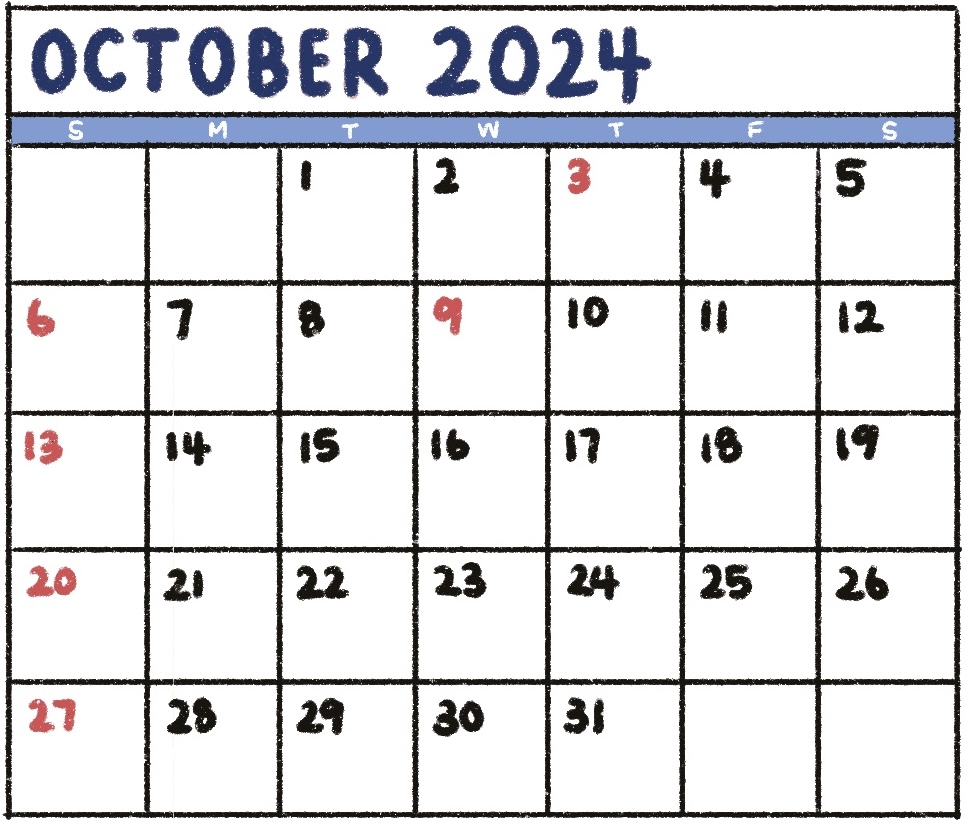 October calendar.