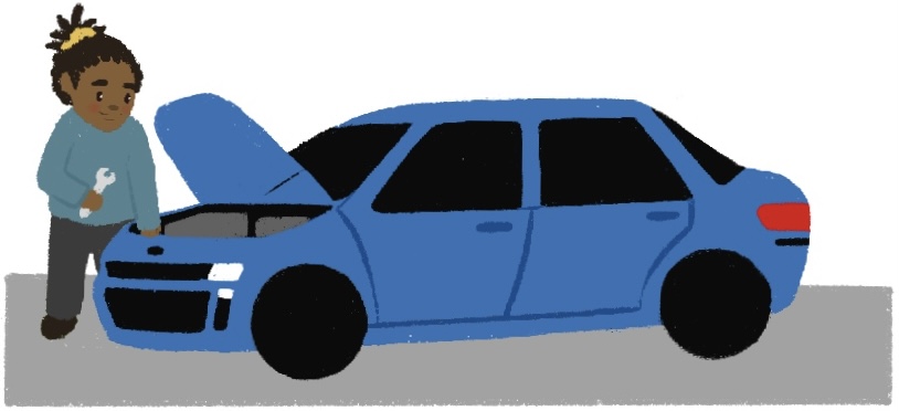 boy fixing car
