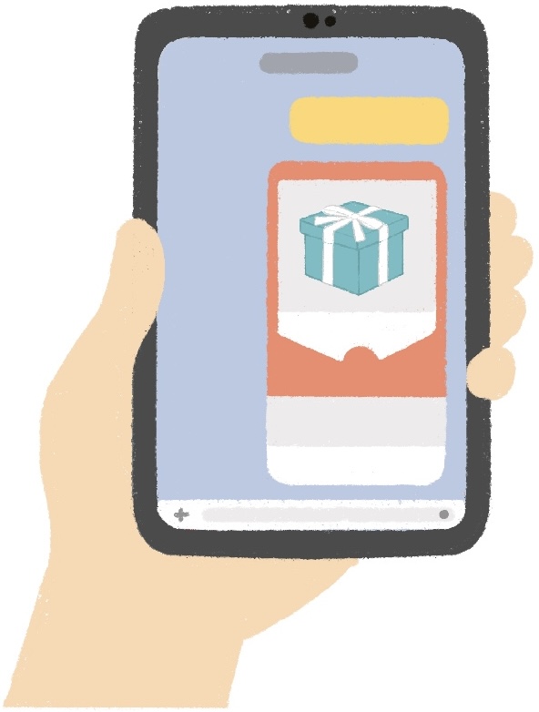 person gifting something via messenger app
